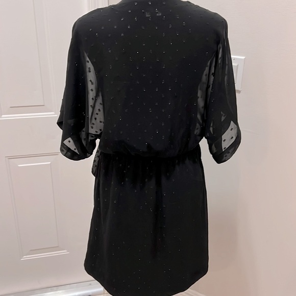 Express Metallic Clip Dot Kimono Sleeve Wrap Dress X Small - Picture 8 of 8